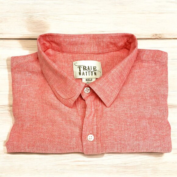 DXL True Nation Linen Blend Roll Tab Long Sleeve‎ Button Down Shirt - Picture 4 of 8